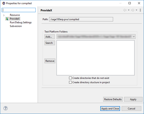 Output folder properties