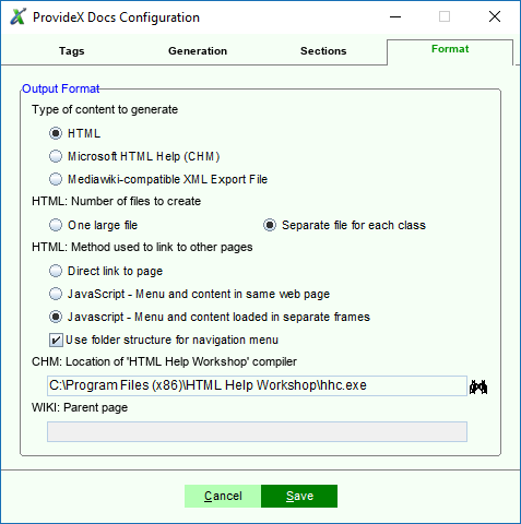 Configuration - Format