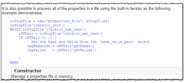 Documentation with example of ProvideX code in paragraph rather than separate line.