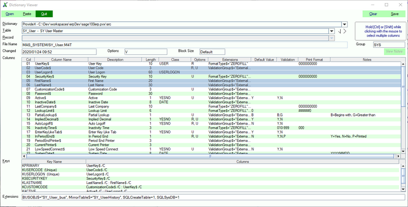 Select columns to paste into editor