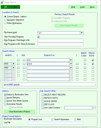 Parameter screen with numbered topic items (Click to view larger image)