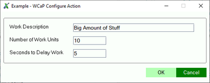 Example - WCaP Configure Action - Configuration panel