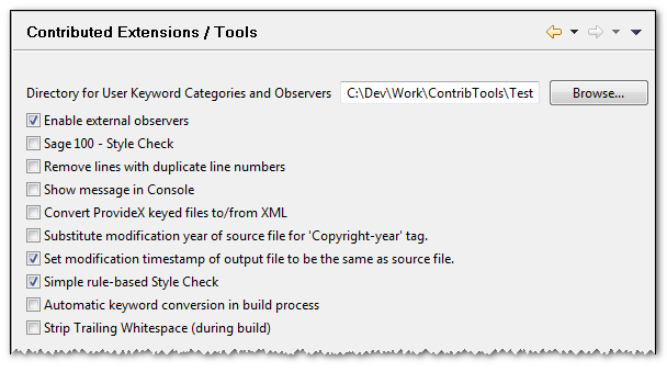 User Defined ProvideX Contributed Extensions / Tools Preferences